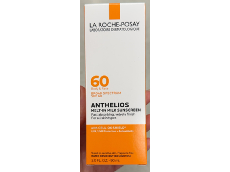 La Roche-Posay Body & Face Melt-In Milk Sunscreen Lotion, SPF 60, 3 fl oz/90 mL