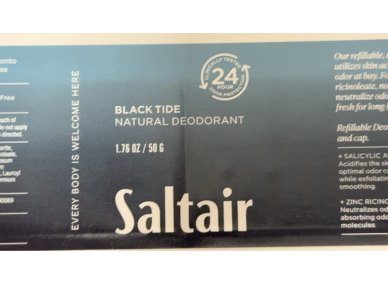 Saltair Natural Deodorant, Black Tide, 1.76 fl oz/50 g