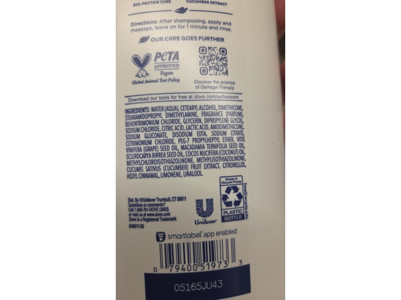 Dove Damage Therapy Conditioner, Cucumber & Moisture, 28 fl oz/828 mL