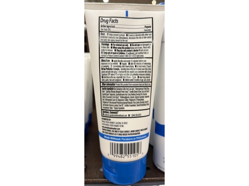 365 Whole Foods Market Sport Lotion Mineral Sunscreen, SPF 30, 6 fl oz/170 g