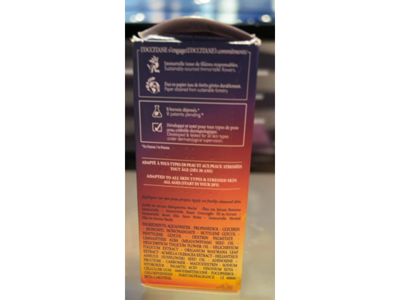 L'Occitane En Provence Immortelle Overnight Reset Oil-In-Serum, 1 fl oz/30 mL