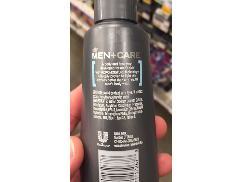 Dove Men + Care Body And Face Wash, Clean Comfort, 3 fl oz/88 mL.