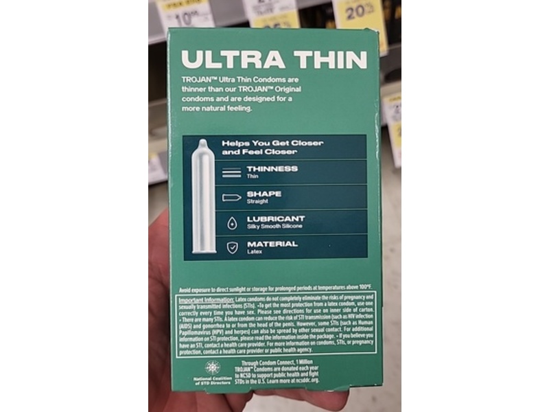 Trojan Ultra Thin Latex Lubricated Condoms, 12 Count