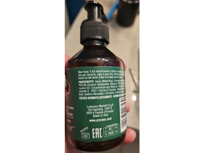 Proraso Beard Wash, Rosemary, 6.8 oz/200 mL