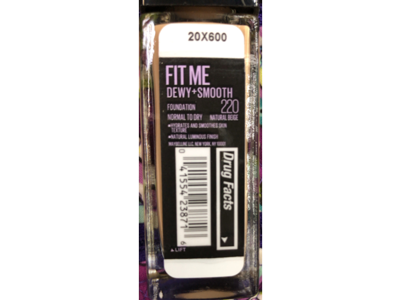 Maybelline Fit Me Dewy + Smooth Foundation, Natural Beige, SPF 18, 1 fl oz/30 mL