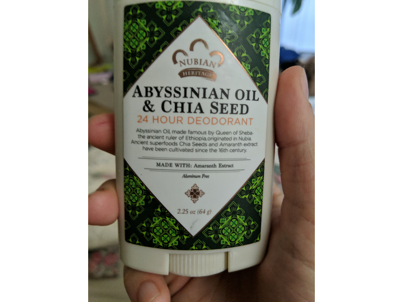 Nubian Heritage Deodorant, Abyssinian Oil & Chia Seed, 2.25 oz/64 g