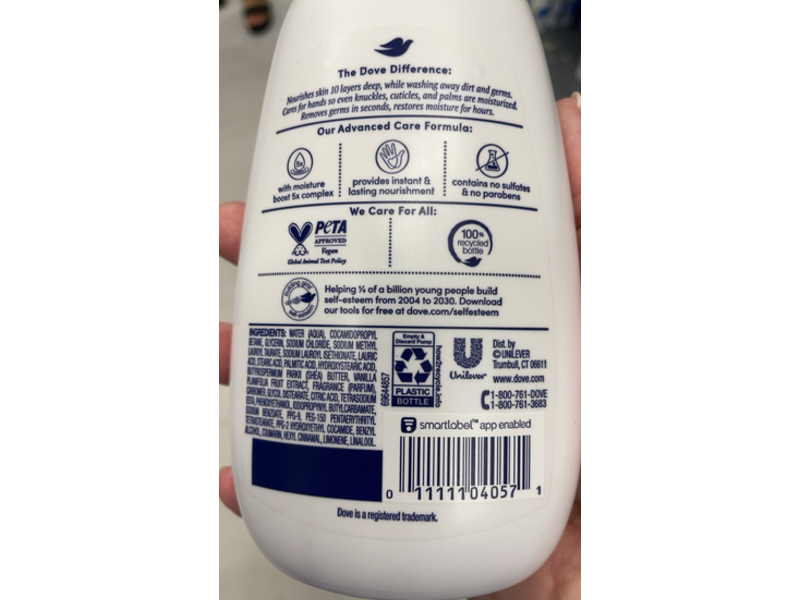 Dove Advanced Care Hand Wash, Shea Butter & Warm Vanilla, 12 fl oz/355 mL