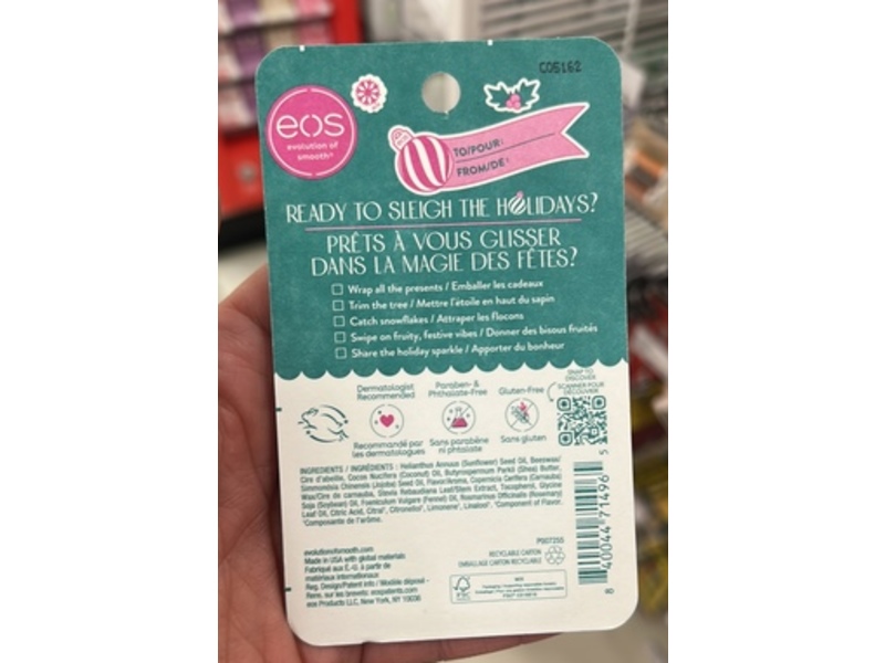 Eos Holiday Collection Lip Balm Set, Sugar Plum Spritz & Candy Apple, 0.14 oz/4 g