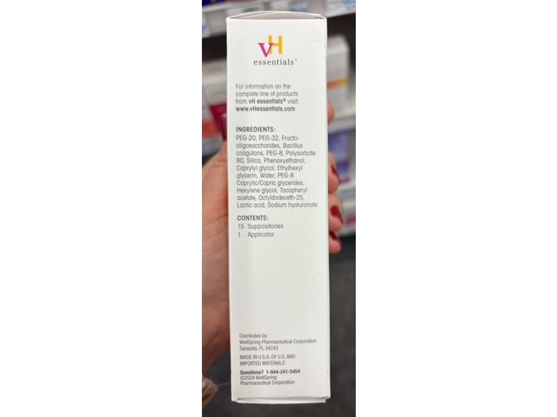 Vh Essentials Prebiotic Vaginal Suppositories , 15 Count