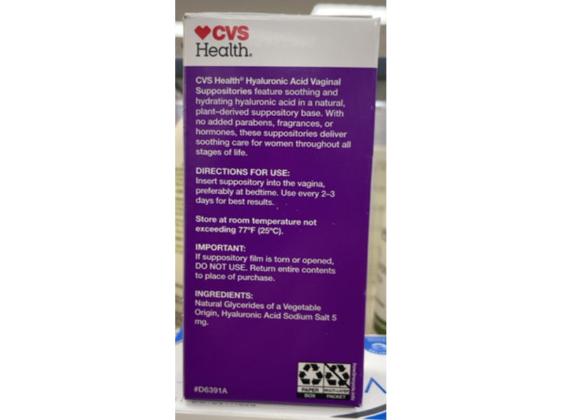 CVS Health Vaginal Suppositories, Hyaluronic Acid, 0.07 oz/2.1 g, 10 Count