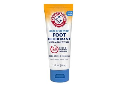 Arm & Hammer Odor Destroying Foot Deodorant Cream To Powder, Fresh Scent, 3.4 fl oz/100 mL
