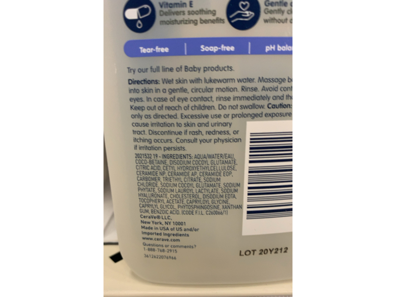 Cera Ve Baby Wash & Shampoo, 3 Essential Ceramides & Vitamin E, 8 fl oz/237 mL