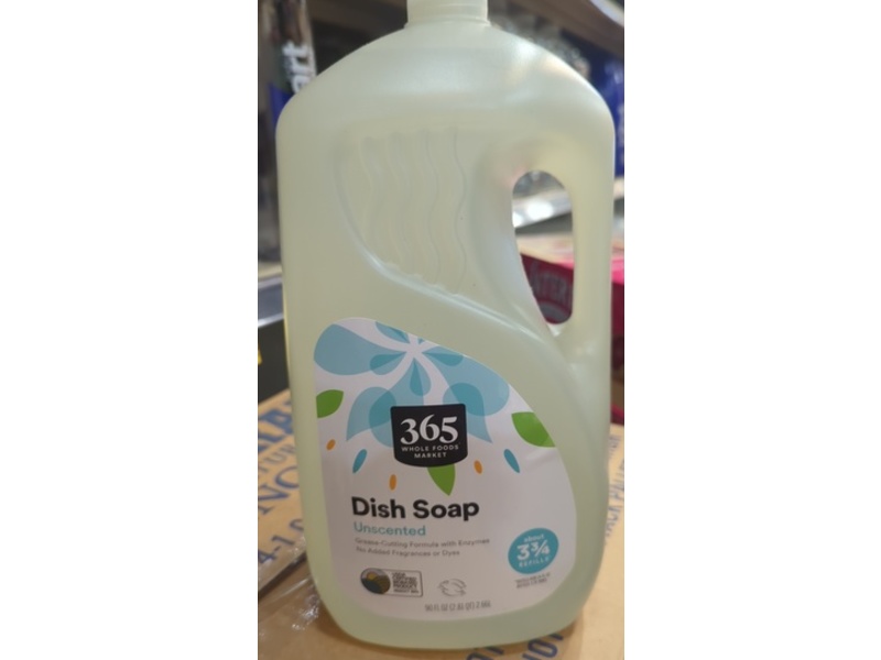 365 Whole Food Market Dish Soap, Unscented, 90 fl oz/2.66 L