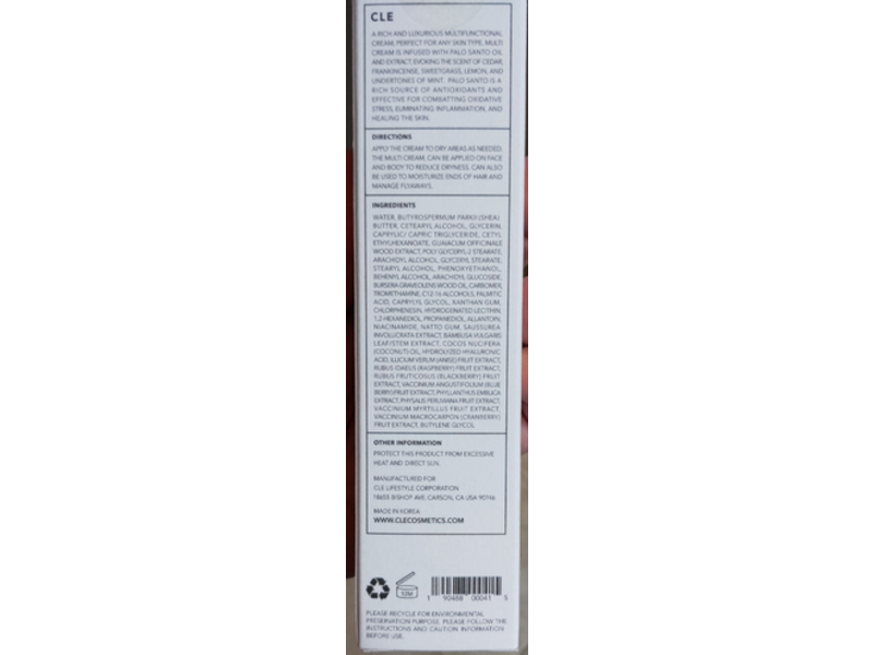 Cle Cosmetics Multi Cream Face Moisturizer, 2.2 fl oz
