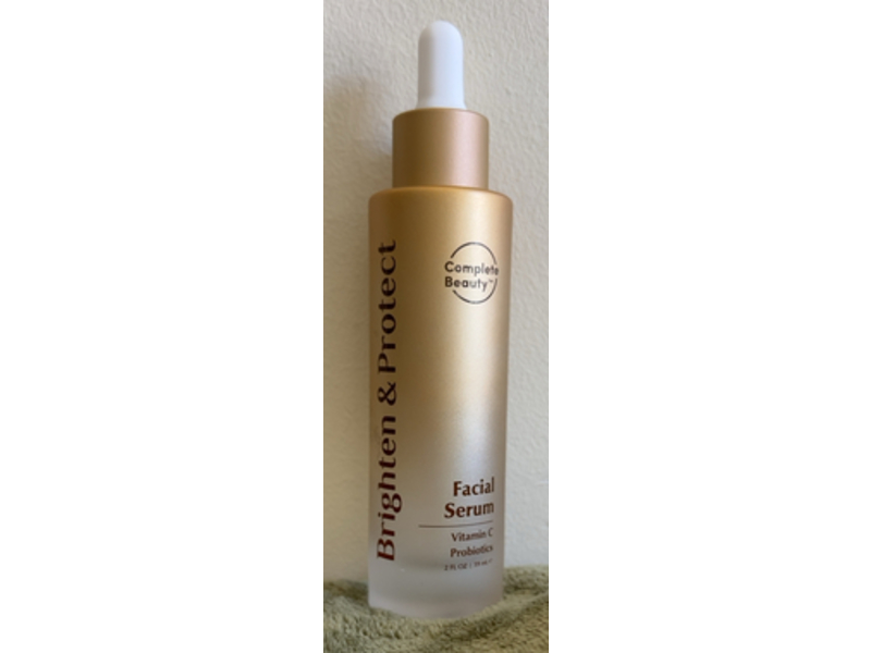 Complete Beauty Brighten & Protect Facial Serum, Vitamin C & Probiotics, 2 fl oz/59 mL