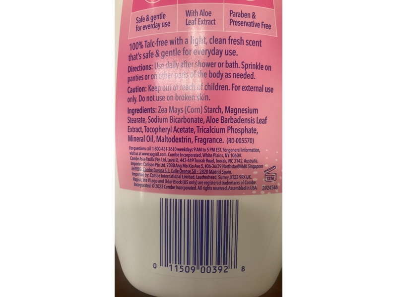 Vagisil Odor Block Deodorant Powder, Fresh Scent, 8 oz/227 g