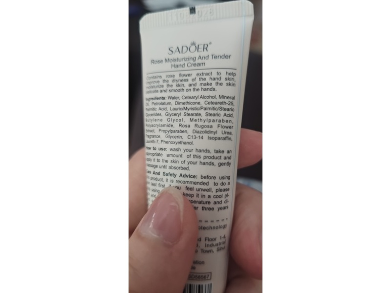 Sadoer Moisturizing & Tender Hand Cream, Rose, 1.06 oz/30 g