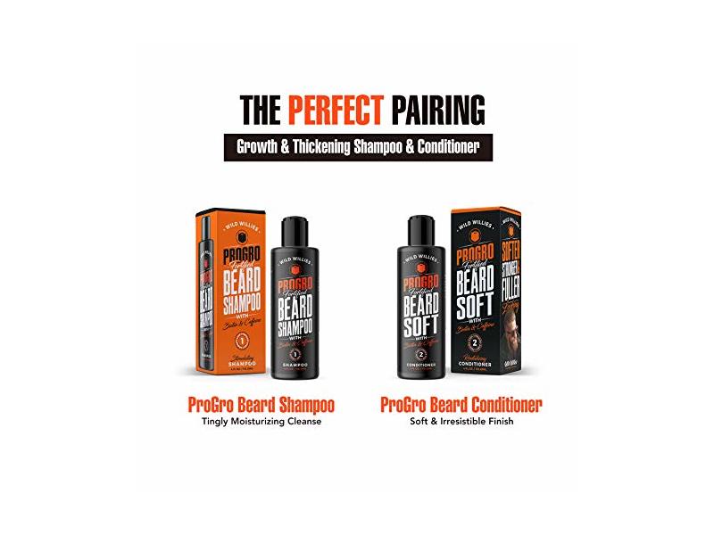 ProGro Beard Shampoo & Wash | Beard Growth & Thickening – Infused with Biotin & Caffeine 4 oz. Wild Willies