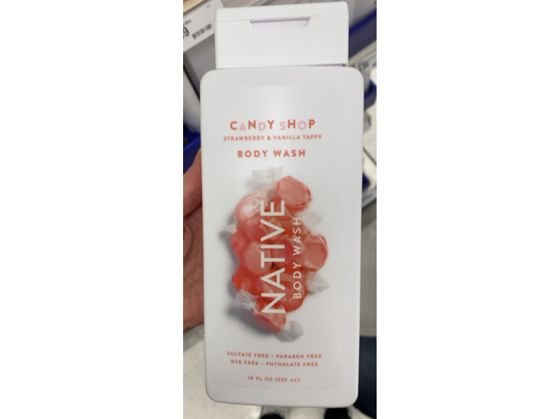Native Candy Shop Body Wash, Strawberry & Vanilla Taffy, 18 fl oz/532 mL