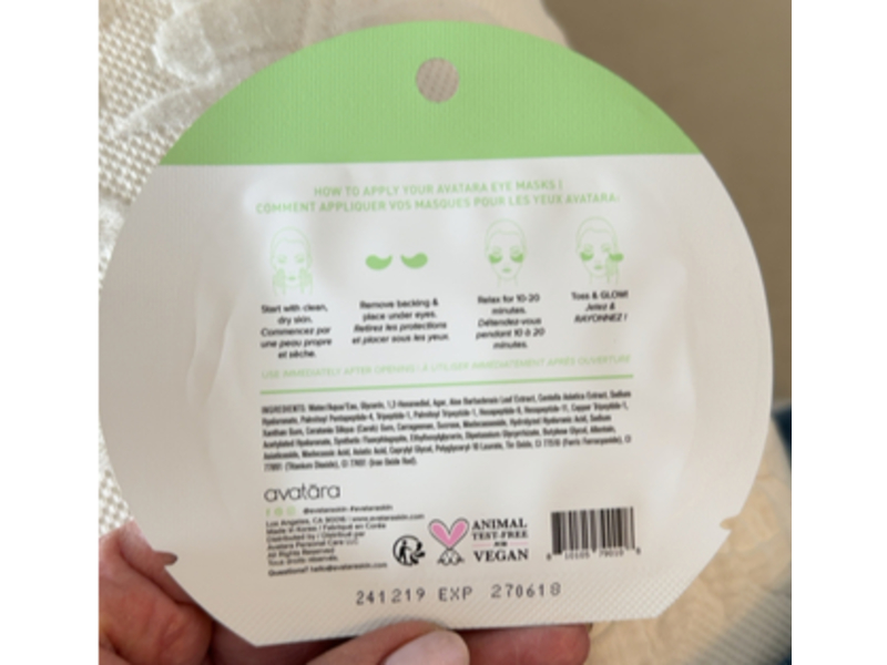 Avatara Soothe Sailing Aloe Shimmering Eye Gels, 0.1 oz/3 g, 1 Pair