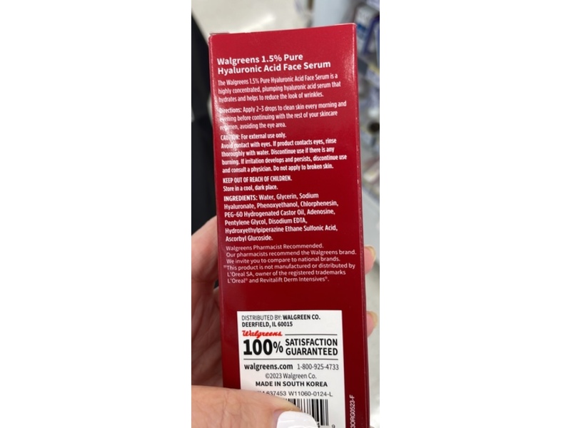 Walgreens 1.5% Pure Hyaluronic Acid Serum, 1 fl oz/29.5 mL