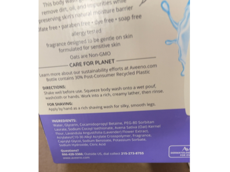 Aveeno Stress Relief Body Wash, Lavender, 33 fl oz/975 mL, Pack Of 2