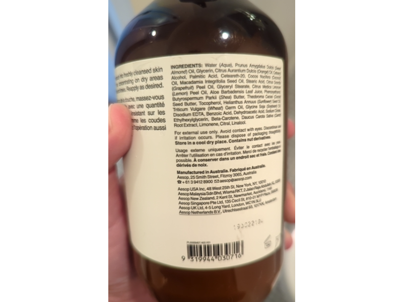 Aesop Rind Concentrate Body Balm, Pink Grapefruit, Orange Rind & Lemon Rind, 16.4 fl oz/500 mL