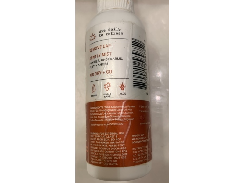 The Honey Pot Company Refreshing Spray, Amber Sandalwood, 4 fl oz/118 mL