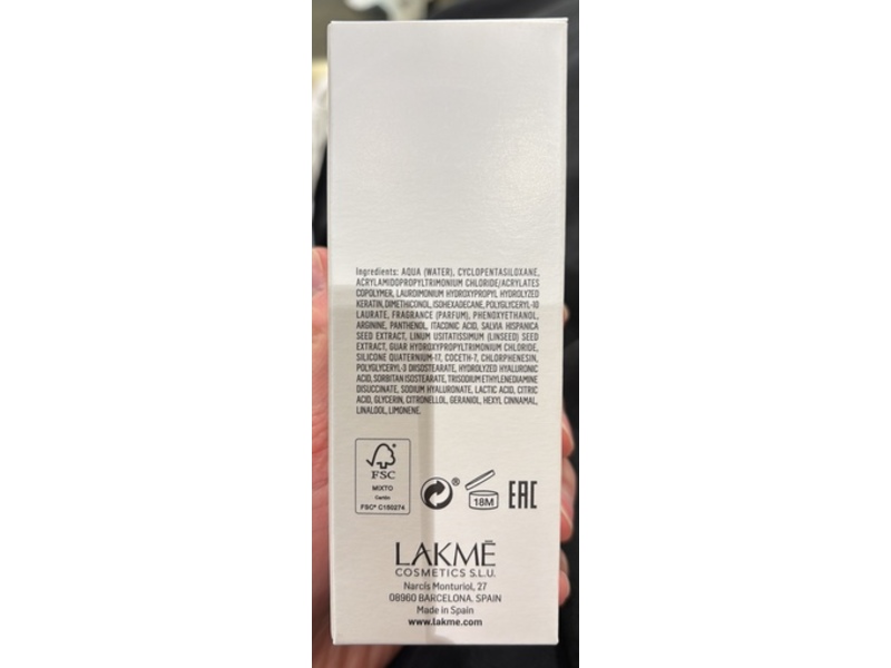 Lakme K2.0 Recover Hyaluronic Treatment, 3.4 fl oz/100 mL