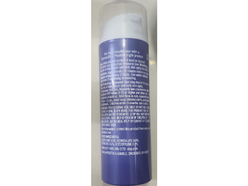 Olay Hydrating Moisturizing Sunscreen, Retinol 24 + Peptide, SPF 30, 1.7 fl oz/50 mL