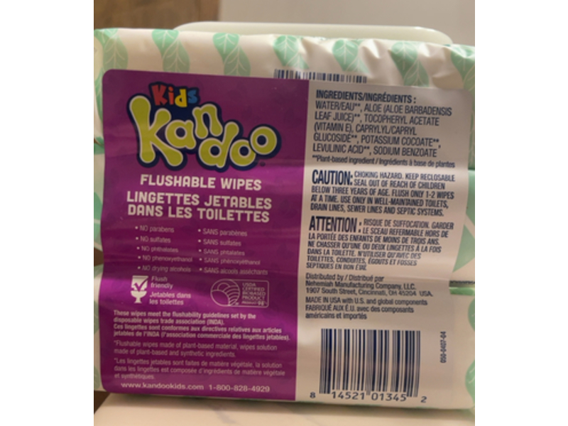 Kandoo Kids Flushable Wipes, 144 Count