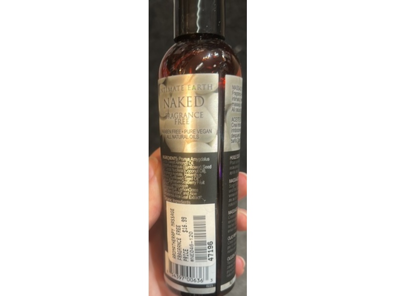 Intimate Earth Naked Aromatherapy Massage Oil, Fragrance Free, 4 oz/120 mL