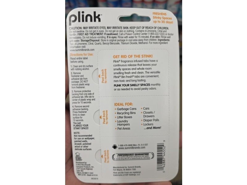 Plink Odor Eliminator, Fresh Spaces, 2.01 oz/57 g, 3 Count, Pack Of 3