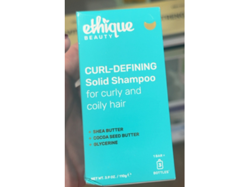 Ethique Curl-Defining Solid Shampoo Bar, Shea Butter + Cocoa Seed Butter & Glycerine, 3.9 oz/110 g