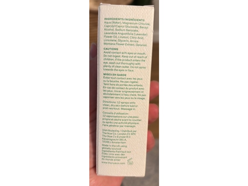 The Nue Co Magnesium Ease Sleep Support Body Spray, Magnesium + Lavender, 2 fl oz/60 mL