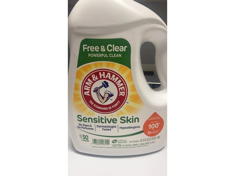 Arm & Hammer Sensitive Skin Liquid Laundry Detergent, Free & Clear, 50 loads, 67.5 fl oz/1.99 L