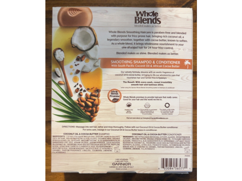 Garnier Smoothing Shampoo & Conditioner Hair kit, Coconut Oil & Cocoa Butter