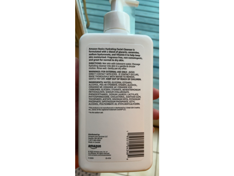 Amazon Basics Hydrating Facial Cleanser, Ceramides & Hyaluronic Acid, 12 fl oz/355 mL