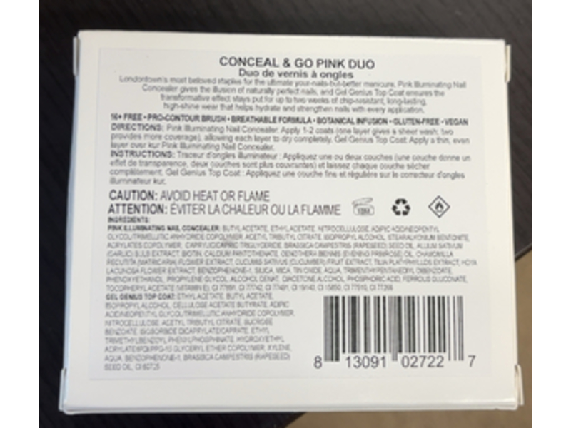 Londontown Nail Concealer & Top Coat Duo, Pink, 0.4 fl oz/12 mL