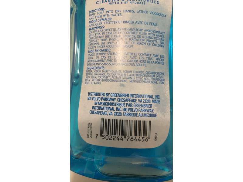 Klar & Danver Liquid Hand Soap, Ocean Fresh,15 fl oz/443 mL