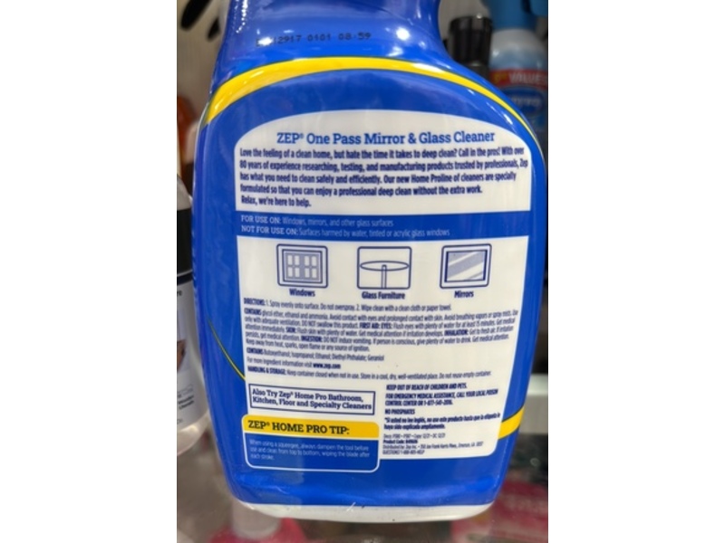 Zep Professional One Pass Mirror & Glass Cleaner, 32 fl oz/946 mL, Pack of 6