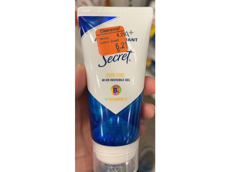 Secret 48 Hr Invisible Gel Derma + Antiperspirant, Even Tone, B5 + Vitamin C, 2.5 oz/70 g