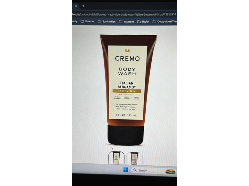 Cremo Bright & Fresh Body Wash, Italian Bergamot, 3 fl oz/89 mL