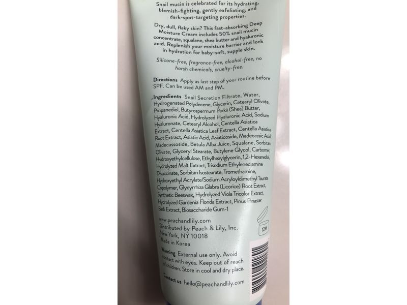 Peach Slices Snail Rescue All-In-One Deep Moisture Cream, 2.82 oz/80 g