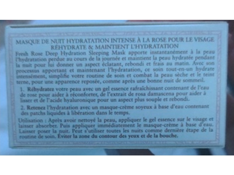 Fresh Deep Hydration Sleeping Mask, Rose, 0.5 fl oz/1.5 mL, Pack Of 2