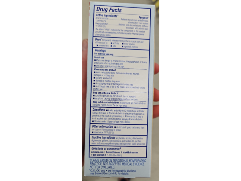 Boiron Arnicare Arthritis Pain Relief Cream, 2.5 oz/70 g
