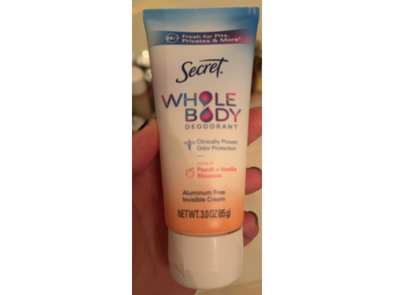 Secret Whole Body Deodorant Cream, Peach & Vanilla Blossom, 3 oz/85 g