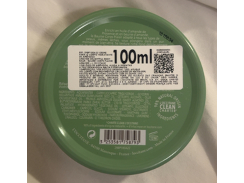 L'Occitane en Provence Amande Almond Delightful Body Balm, 3.4 oz/100 mL