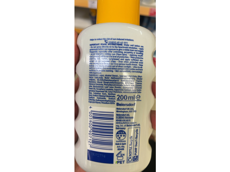 Nivea Sun Sensitive Immediate Protect Spray, SPF 30, 200 mL