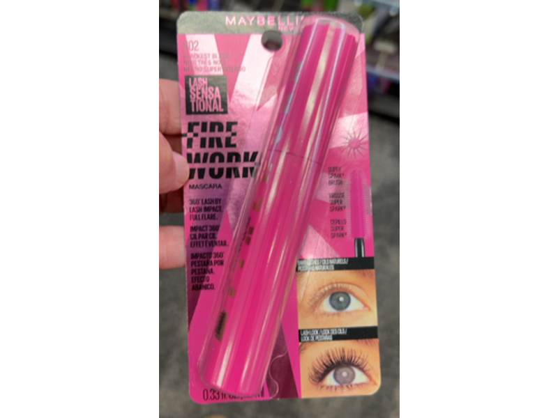 Maybelline Lash Sensational Firework Mascara, 802 Blackest Black, 0.33 fl oz/10 mL